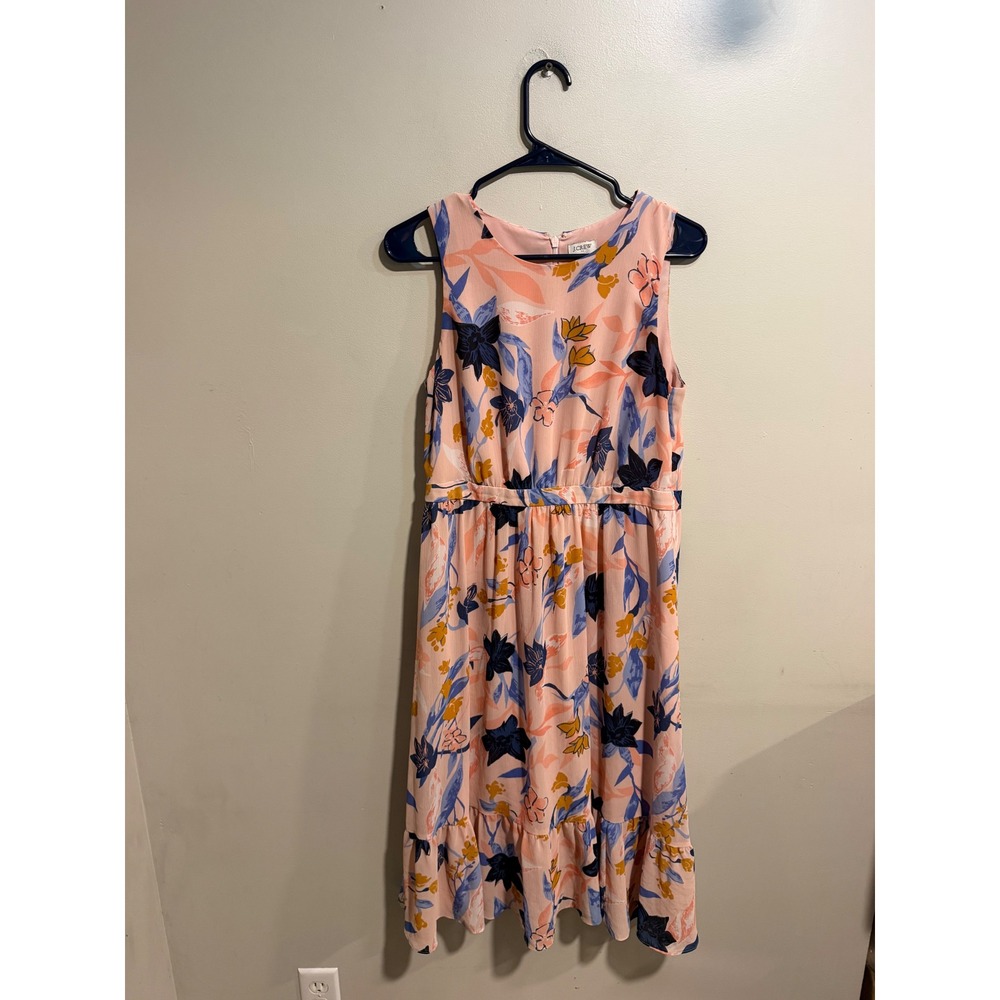 J.Crew Womens Pink Floral Sleeveless Ruffle Hem Midi Dress Size 6